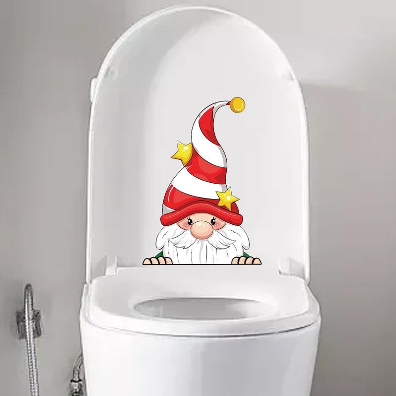 Iprokiu Christmas Toilet Sticker Funny Christmas Santa Claus Snowman Elf Toilet Seat Cover Decoration Waterproof Toilet Seat Lid Decal Bathroom Wall Sticker (Christmas Dwarf) - Image 5
